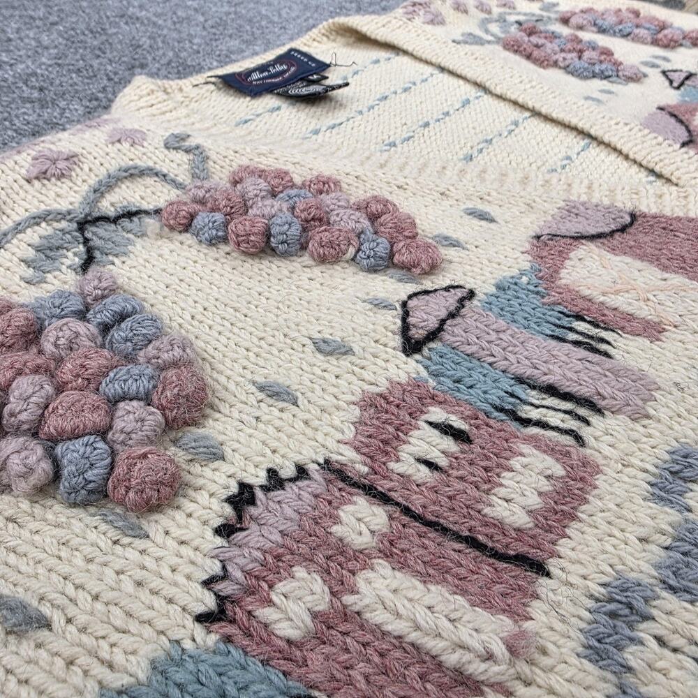 Allen Solly Cardigan Womens Medium Cottagecore Knit Scenic Grapes Floral Grandma - Picture 10 of 16